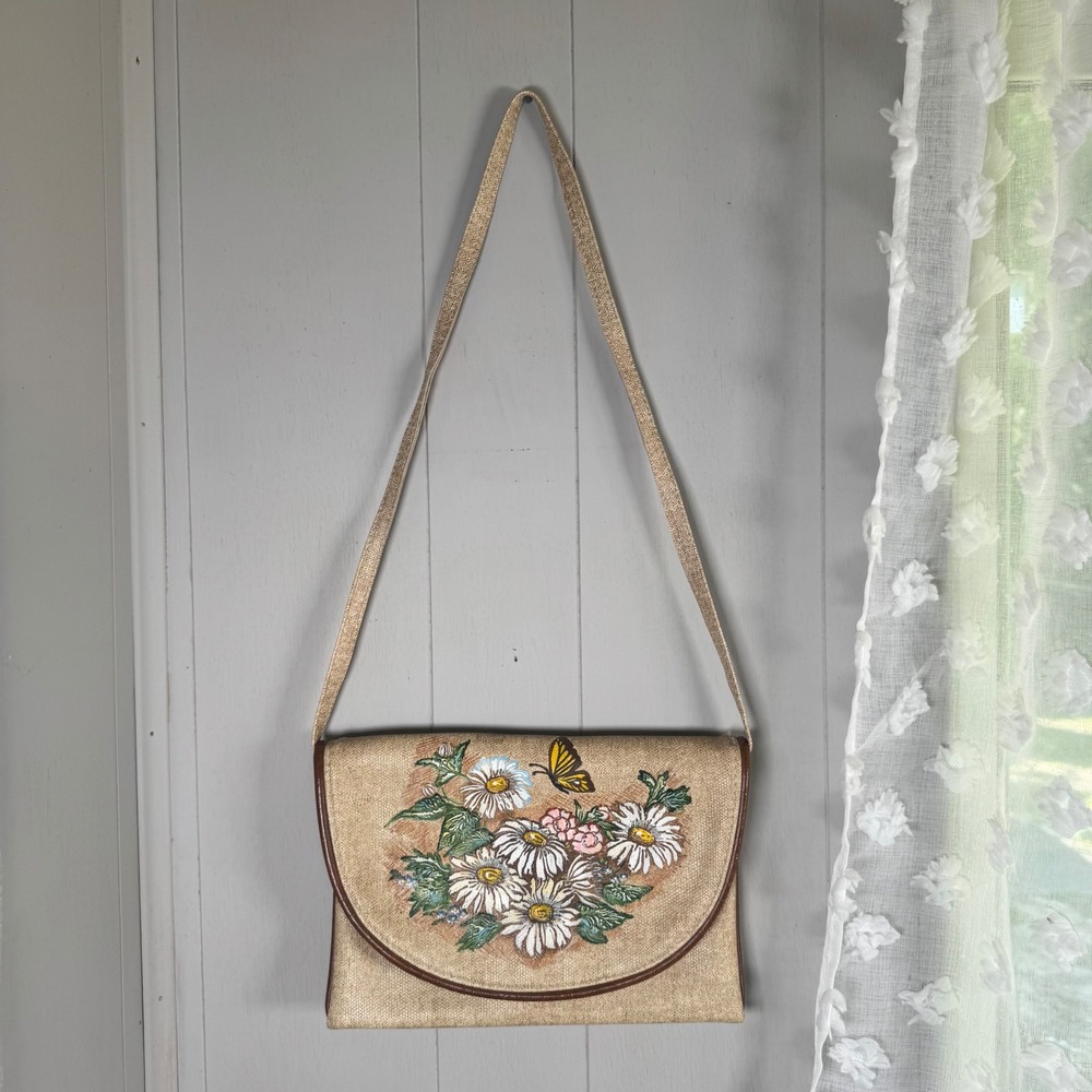 Vintage The Original Key West Handbag Shoulder‎ Bag Purse Butterfly Daisies